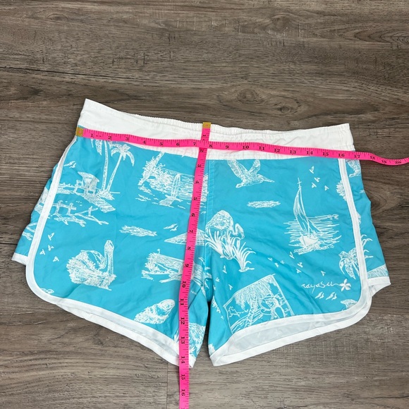 Raya Sun Turquoise and White Nautical Tropical Women Swim Shorts Size L - Picture 11 of 14